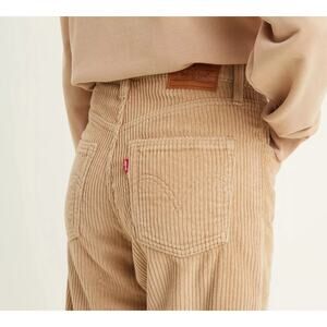 Levis Premium Ribcage Straight Ankle Jean Corduroy Beige Pants 26 Slimming High